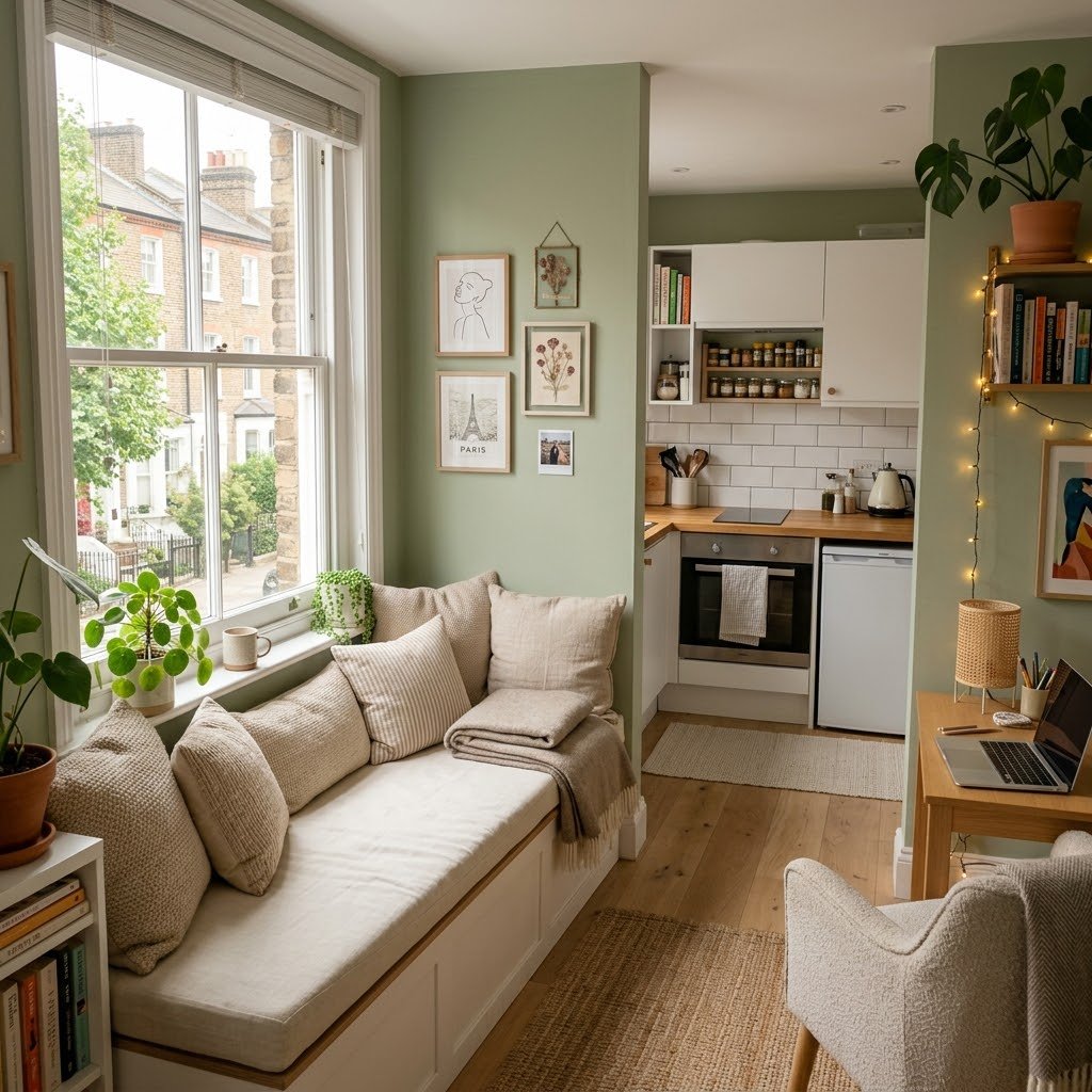 The Sage Green Comfort Nook - student studio idea