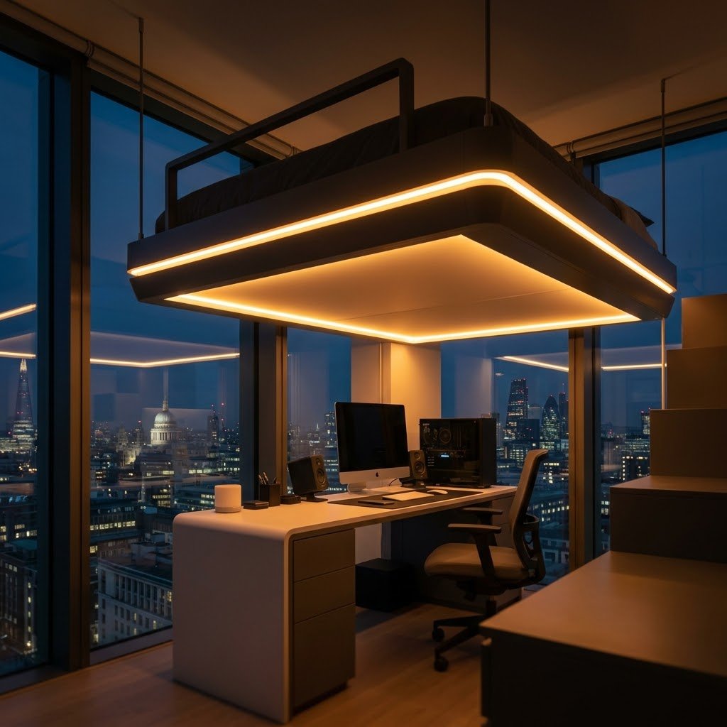 The Modern Loft Pod with Ambient Underlighting - student studio idea