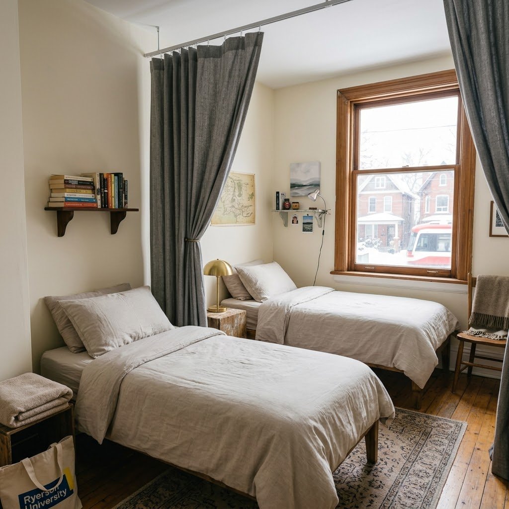 The Curtain-Divided Shared Room - student studio idea